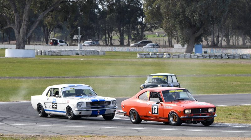 Peter McNiven pounces at the same corner next lap...