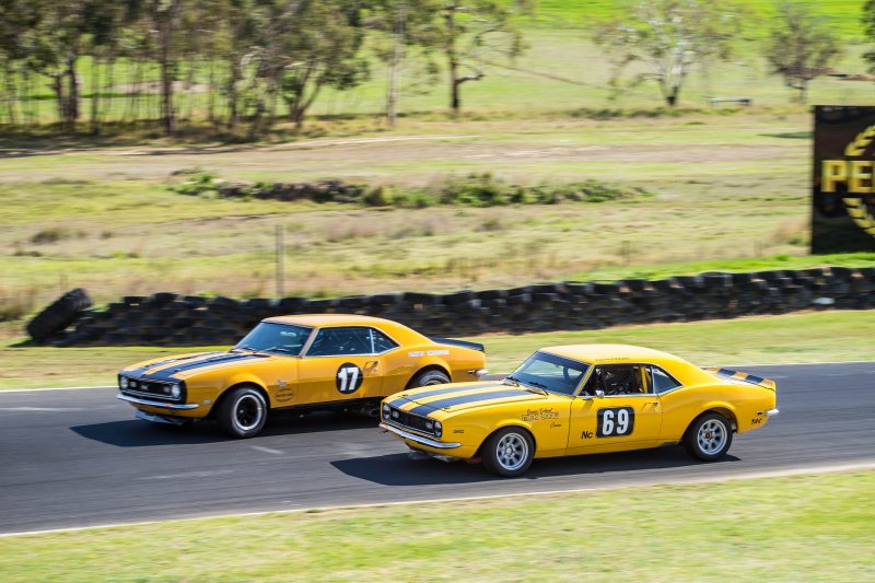 Local Darren Pearce held off Glen Seton in the ex Bryan Thompson Camaro