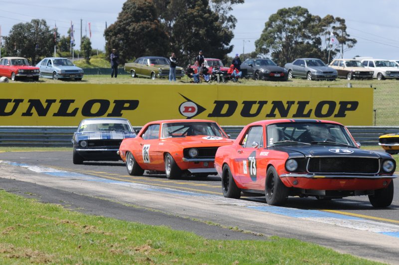 Andrew Whiteside was in the mix in the Mustang until a Turn 1 incident with Tony Hubbard