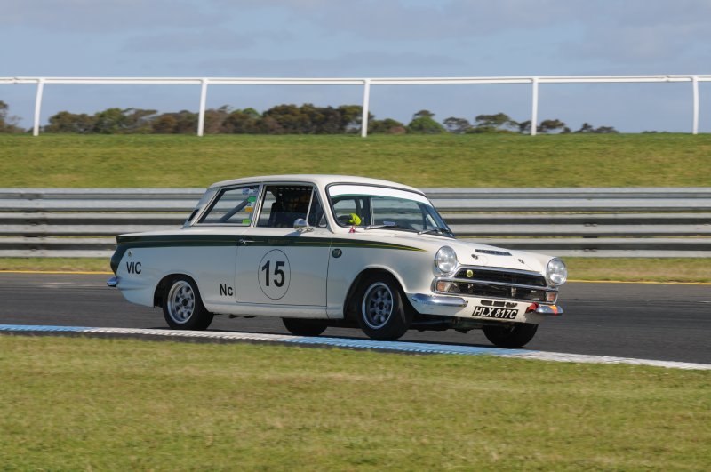 Rod Barrett's Lotus Cortina ran well