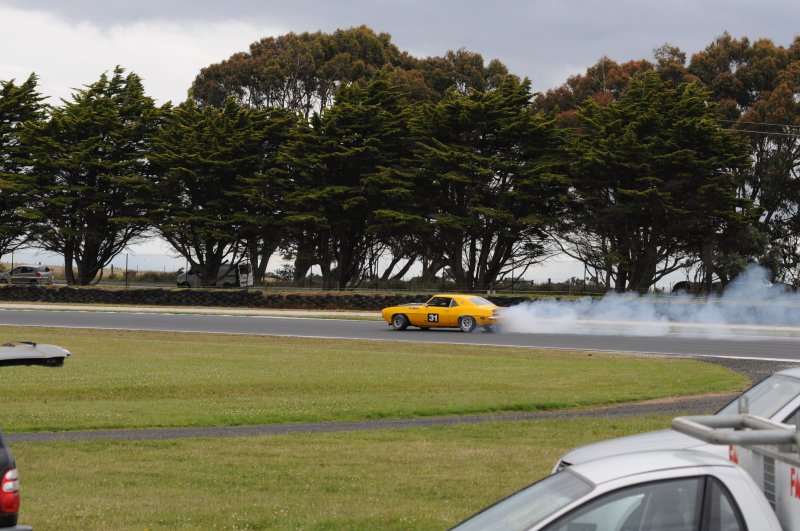 After pulverising the record, Paul Stubber amused himself by doing some drifting. And came off!