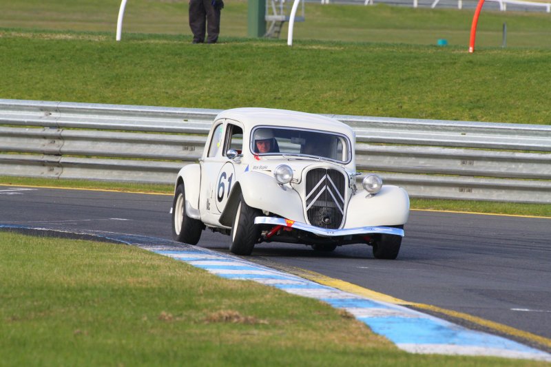 Mick Stupka leans the ancient Citroen in. Becky Thompson photo.