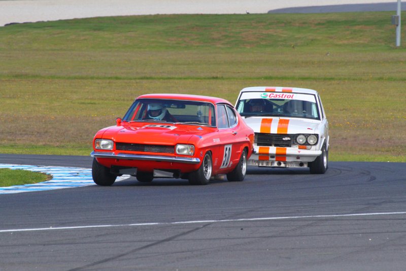 Tony Gilfuis' Capri and David Brown's Datsun were never far apart