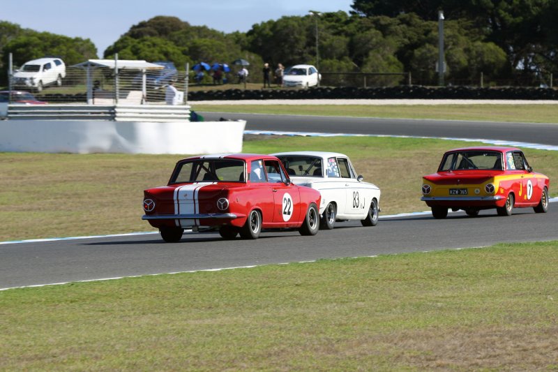 Usual Cortina fun! SA members Paul Atkins and Stuart Barnes chase Ted Perkins. James Smith