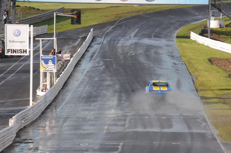 John Talbot powers down the straight