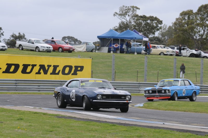 Gary Treloar wags the tail of the big block Camaro