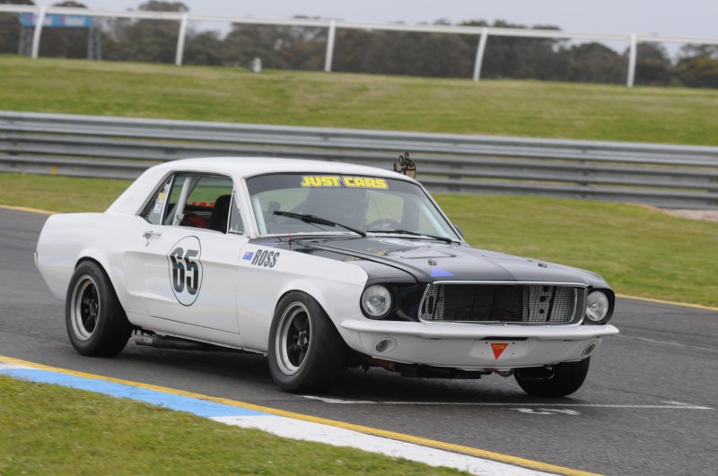 Pole sitter and weekend winner. Fraser Ross\'s Mustang is for sale...