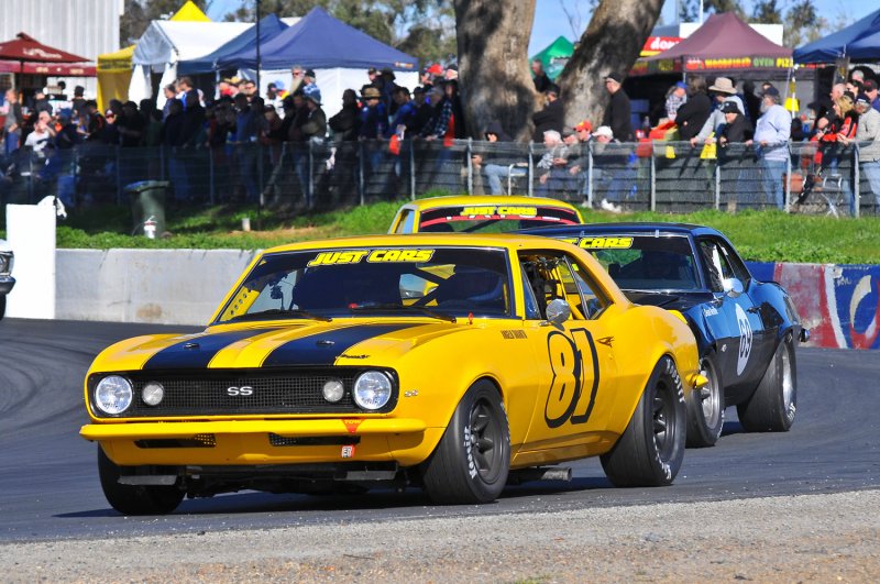 Angelo Taranto leads Dean Neville in Camaros