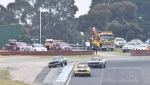 Oops! Darryl Hansen on tippy-toes after late braking for T1