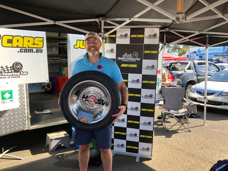 A happy Andrew Cannon holding a well-deserved Driver of the Meeting award from Makulu Vehicle Storage. Jervis Ward pic