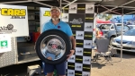 A happy Andrew Cannon holding a well-deserved Driver of the Meeting award from Makulu Vehicle Storage. Jervis Ward pic