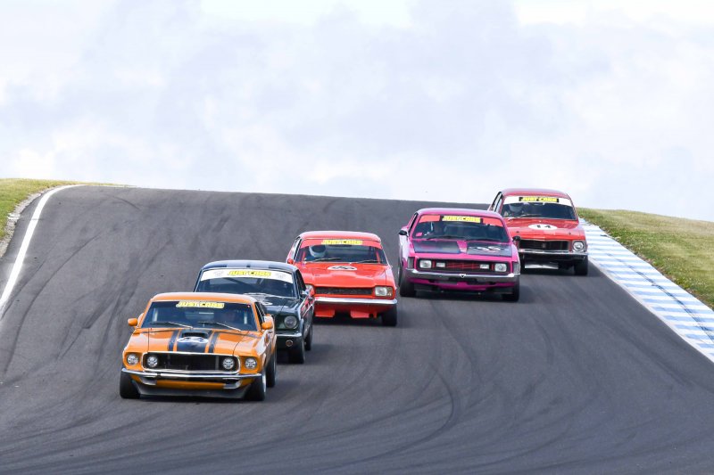A great mix - Calleja and Attwell's Mustangs, Gilfuis' Capri, Bourke's Charger and Pillekers' Torana