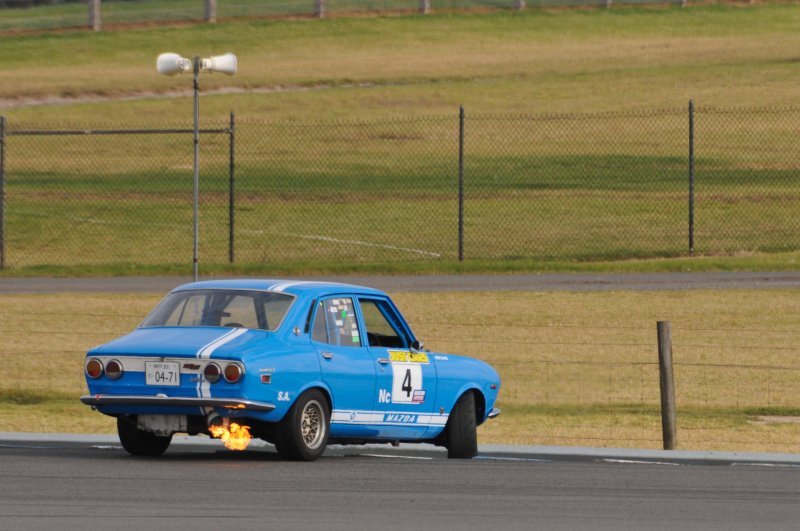 SA's Kirk Davis applys the blowtorch to the tarmac after a spin