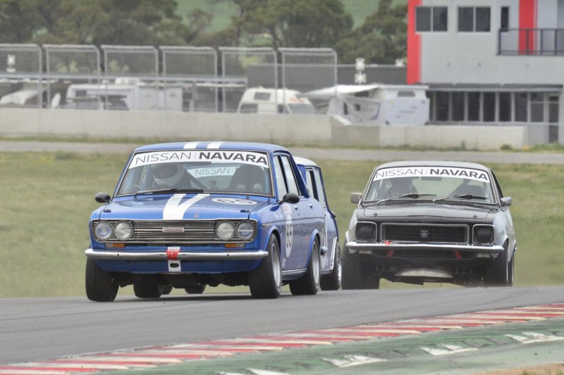 Harrison-Draper’s-Datsun-leads-Chris-Cotton’s-Mini-and-Brett-Munns’-Torana-in-Race-2