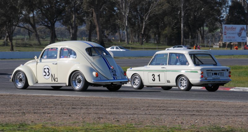 Gary-Sheehan_s-VW-and-Callum-Ross_s-Hillman-Imp-at-Winton.-Phil-Wisewould-photo.