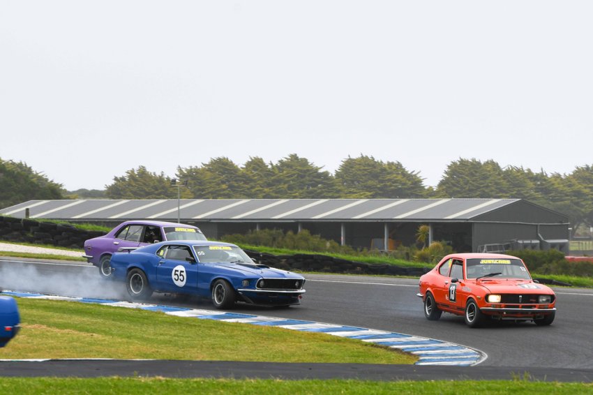 Harrassed-by-Mazdas-Ian-Mewett_s-Mustang-goes-a-bit-deep-under-brakes.-Phil-Wisewould-photo